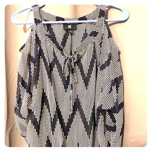 IZ Byer Navy Blue/White Open Shouler Blouse